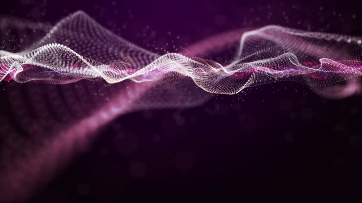 Futuristic animation with particle wave object in slow motion, 4096x2304 loop 4K