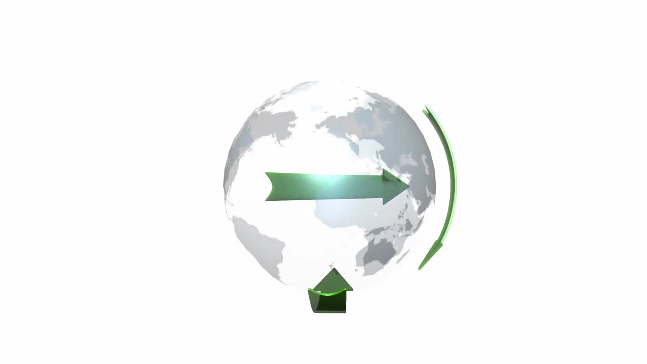 mundo 3d con flechas verdes