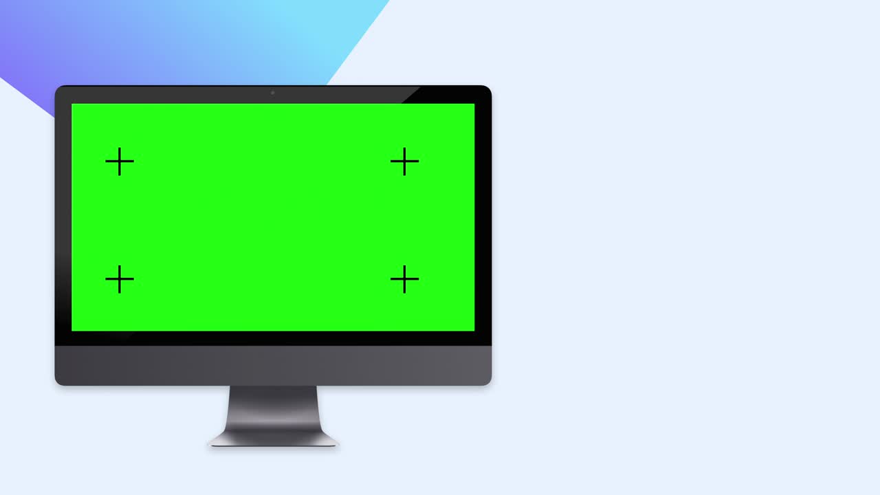 컴퓨터 전면 화면은 녹색 화면과 루마 채널을 포함하여 4k로 표시됩니다.