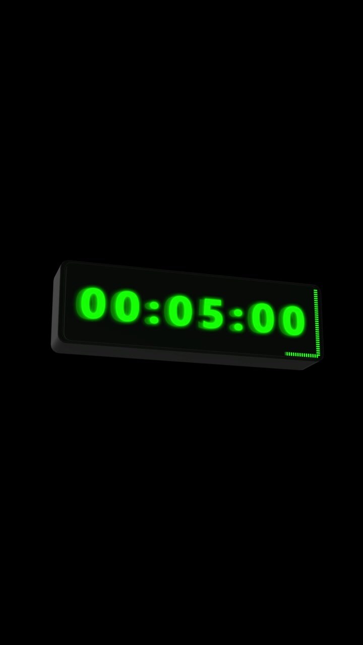 Green digital countdown timer background with glowing clock display black isolated space and