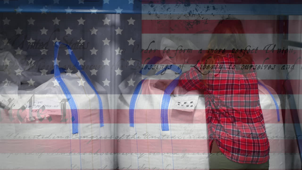 배경 에 있는 사람 위 에 흔들리는 미국  ⁇ 발 의 애니메이션