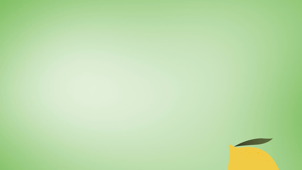 animación de limones solos flotando sobre un fondo verde