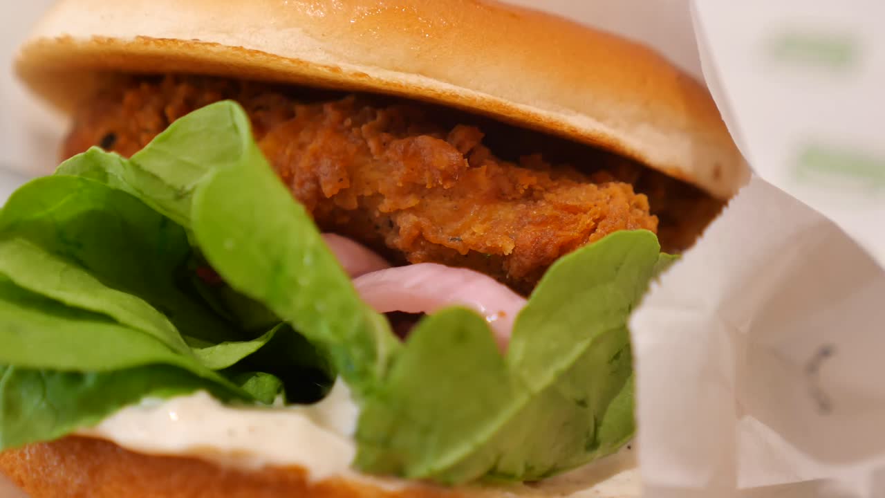 Primo piano di un hamburger vegetariano