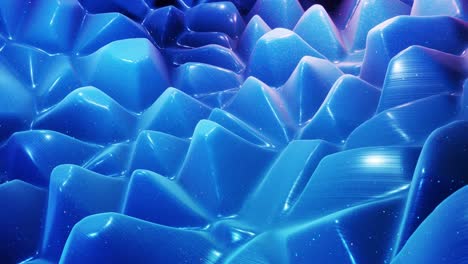 fantástico azul festivo bg. elegante fondo en bucle abstracto, las olas se mueven en una superficie brillante como un paisaje hecho de cera azul líquida con chispas. hermoso fondo suave con animación suave 4k