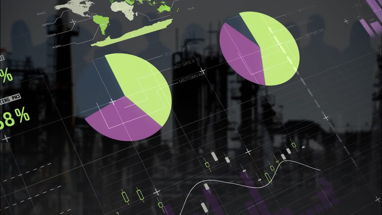 animación del procesamiento de datos financieros en el almacén