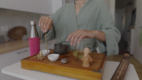 tea ceremony still life with person