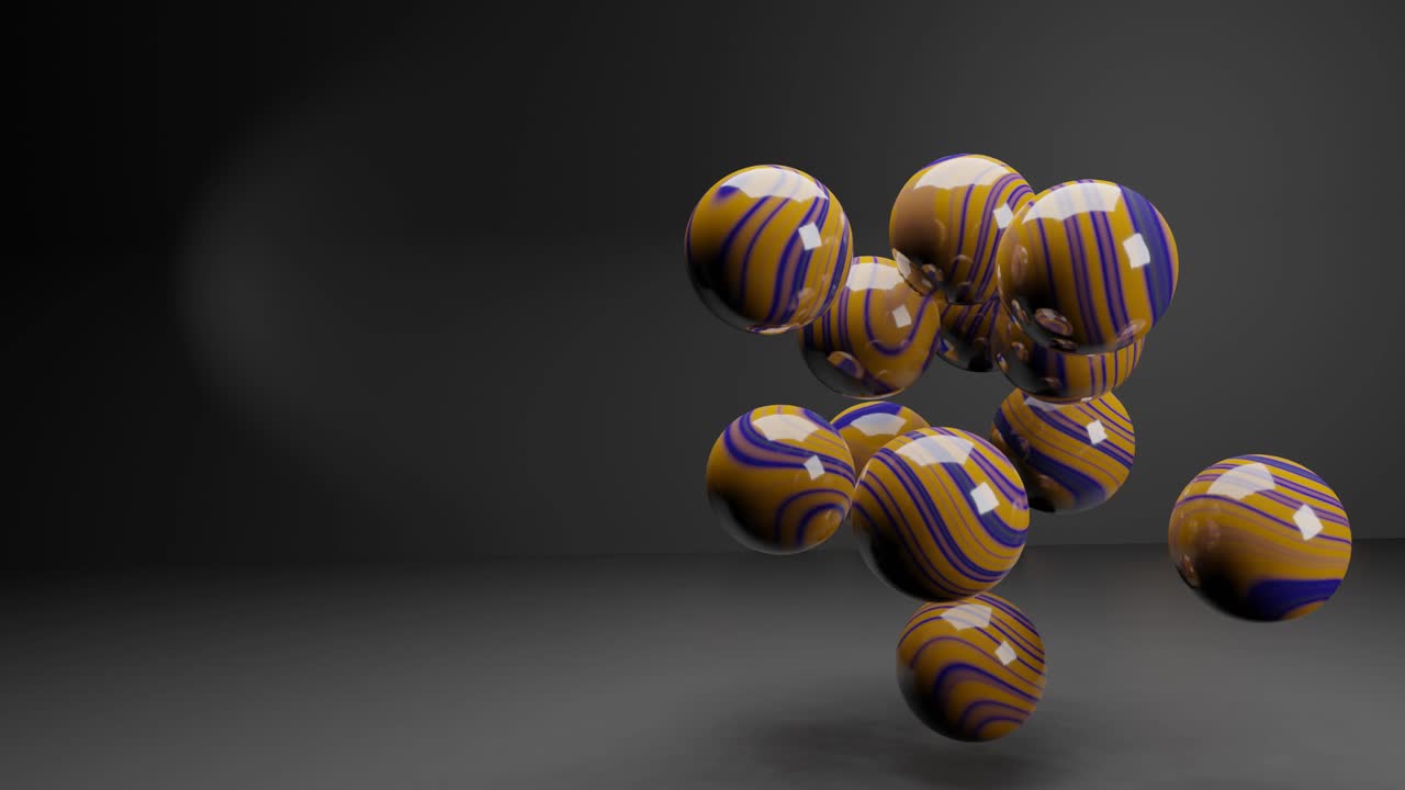 renderizado en 3d. fondo abstracto, bolas volumétricas brillantes con textura nublada sobre un fondo gris.