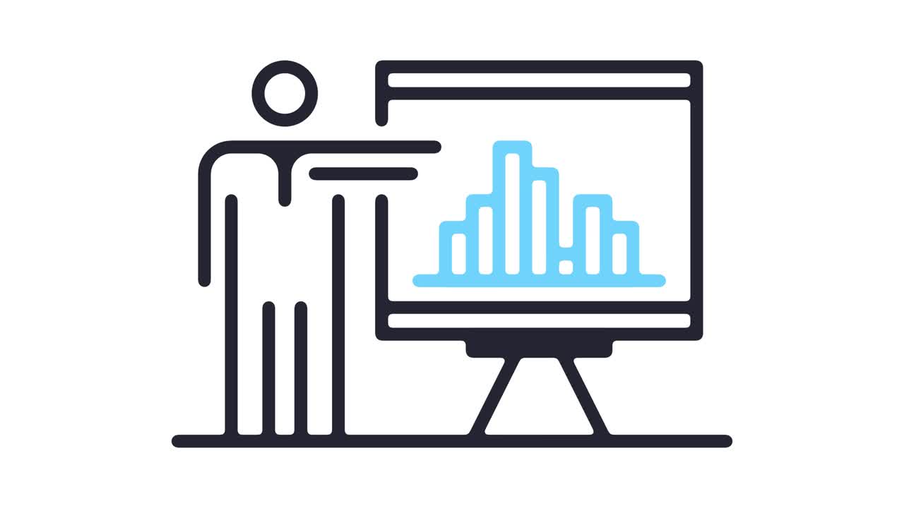 Professional Presentation Line Icon Animation with Alpha