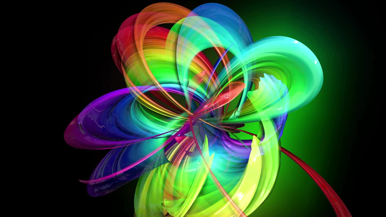 4k colorida animación en bucle de una cinta de colores arco iris con luz de neón moviéndose en un círculo como fondo abstracto con líneas y cintas. luma matte está incluido como canal alfa para la composición. 47