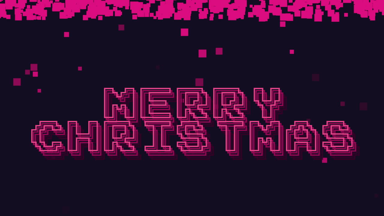 Retro Merry Christmas text with 8 bit pixels