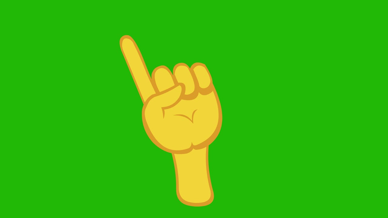 Loop animation of a yellow hand, swinging its index finger in concept of not approved