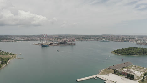 croatia drone shot of the industrial coast in pula 4k