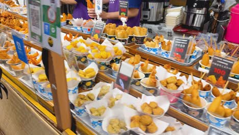 fried chicken and seafood street food stall