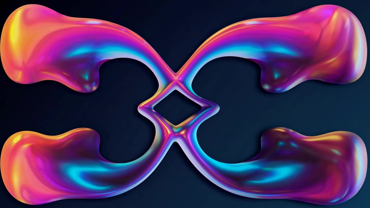 Abstract Iridescent Fluid Shape Morphing on Dark Background