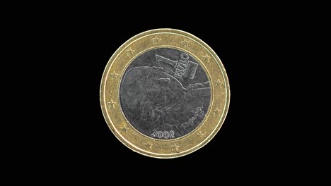 austria 2002 1 euro obverse with wolfgang amadeus mozart portrait rotating on black background