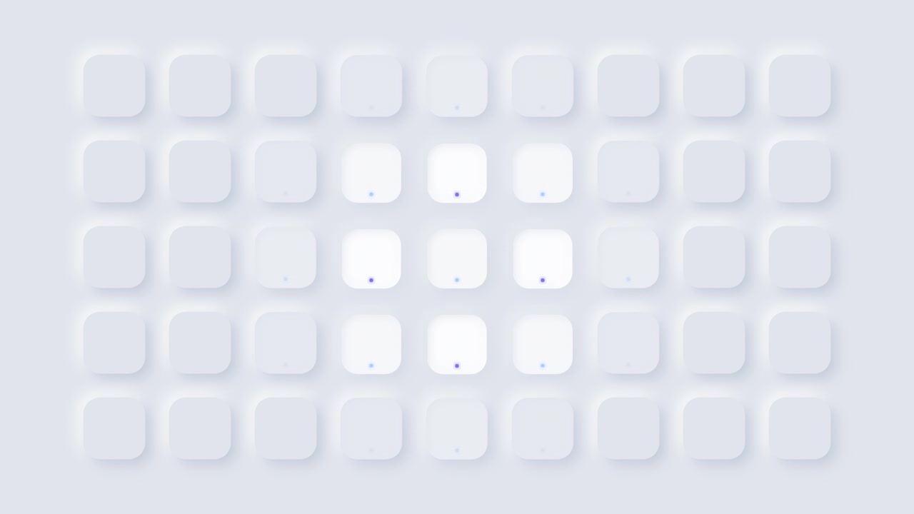 Abstract Neumorphic Grid Animation with Pulsing Light Effect