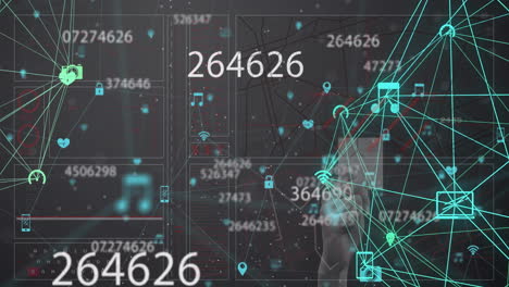 animación de conexiones y procesamiento de datos digitales a través de servidores informáticos