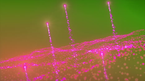 abstract pink particles on green background