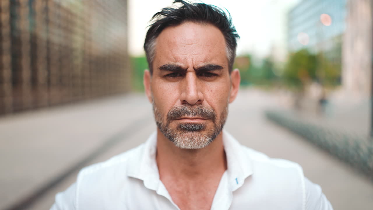 Portrait of a Middle-Aged Man in the City