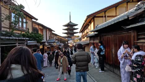 crowded street scene with traditional architecture