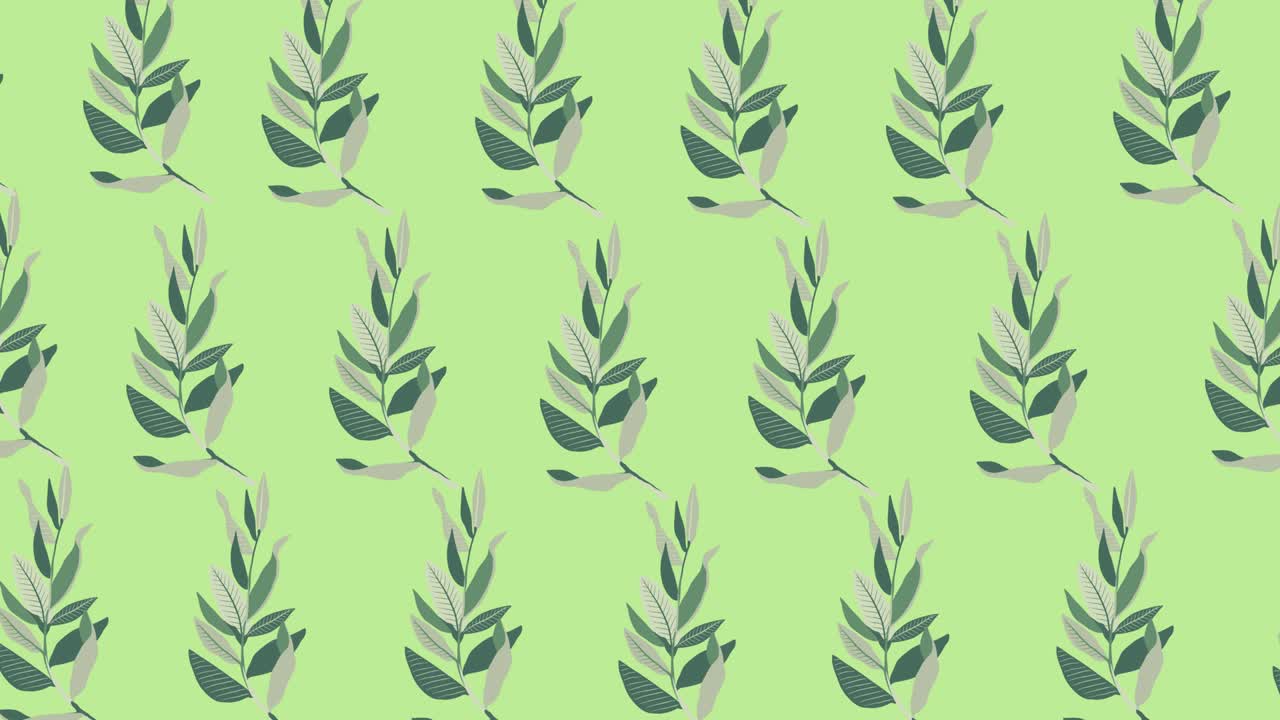 animación de hojas verdes sobre un fondo verde