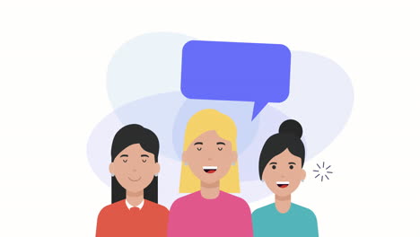 community with speech bubble social media animation