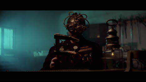 steampunk workshop scene