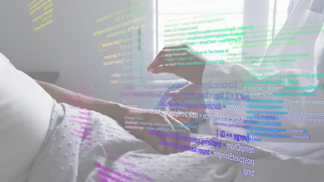 Nurse reviewing chart on tablet and opening pill bottle, placing dose on patient's hand to comfort