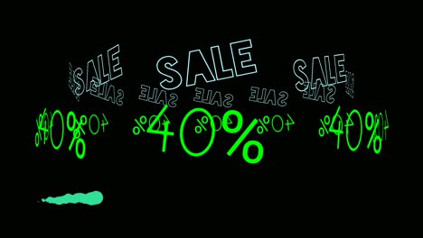 venta flash letrero de neón animación luz fluorescente brillante banner fondo negro