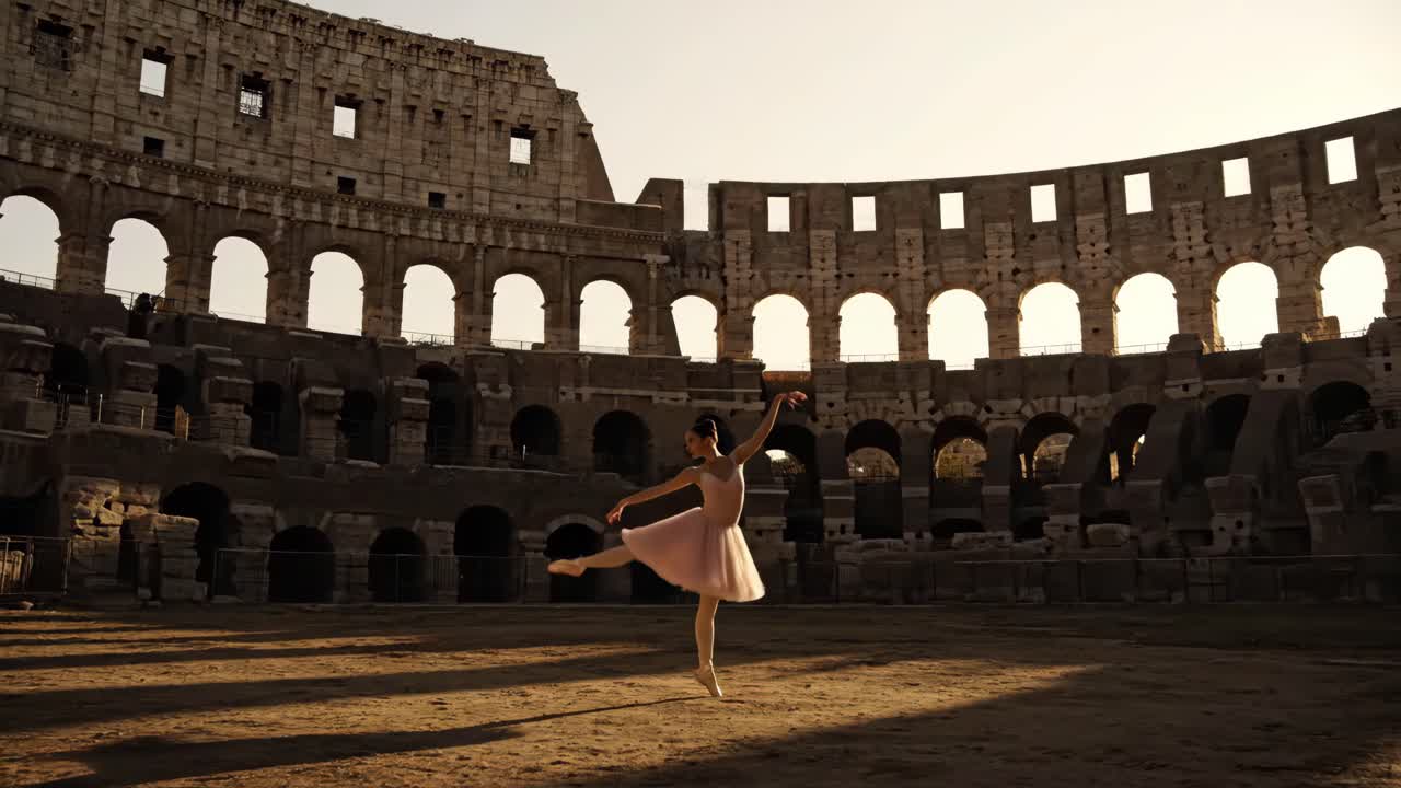 Ballerina dancing in the Colosseum