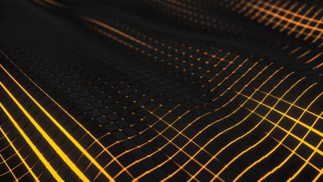 wavy surface made of black cubes with glowing background