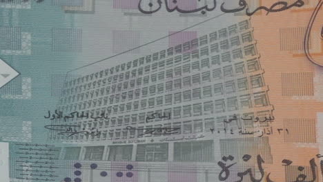 lebanese lira banknote details on green screen background