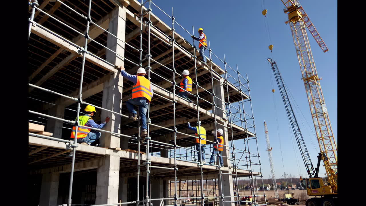 Construction Workers on Scaffolding