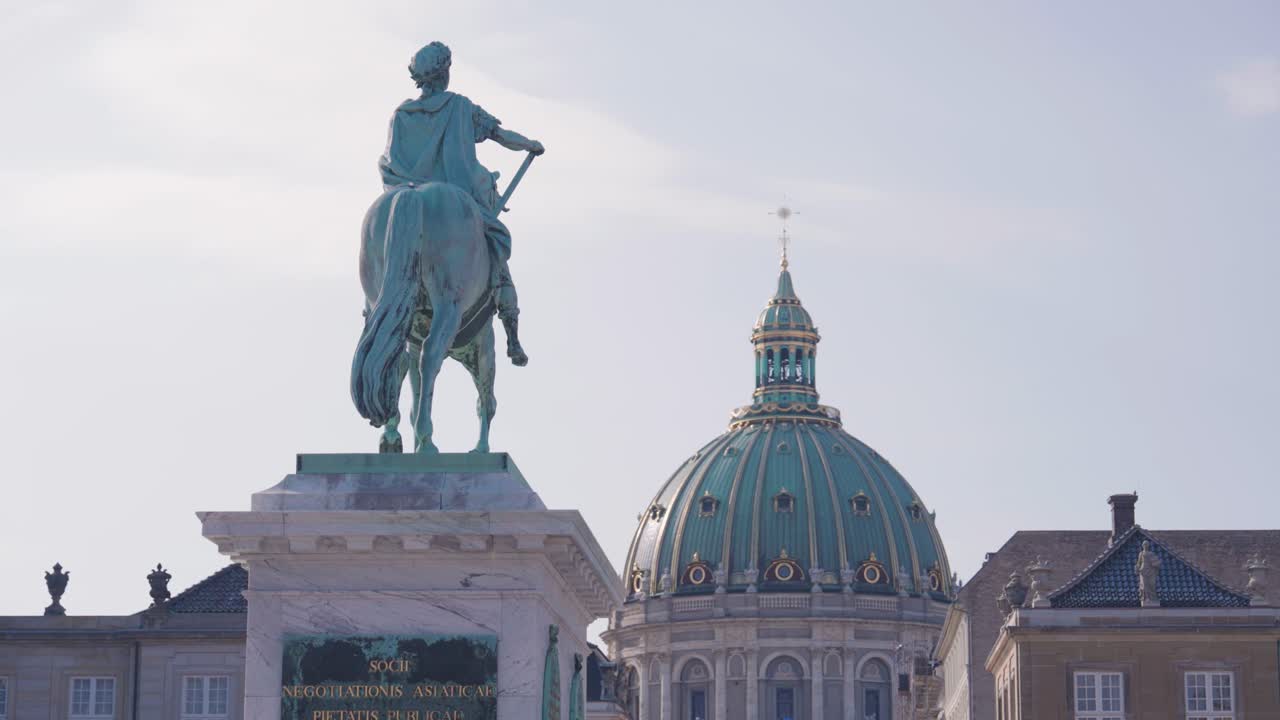 Equestrian statue and domed church in Copenhagen