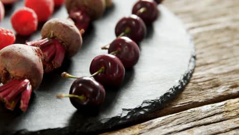 fruits and vegetables on concrete board 4k