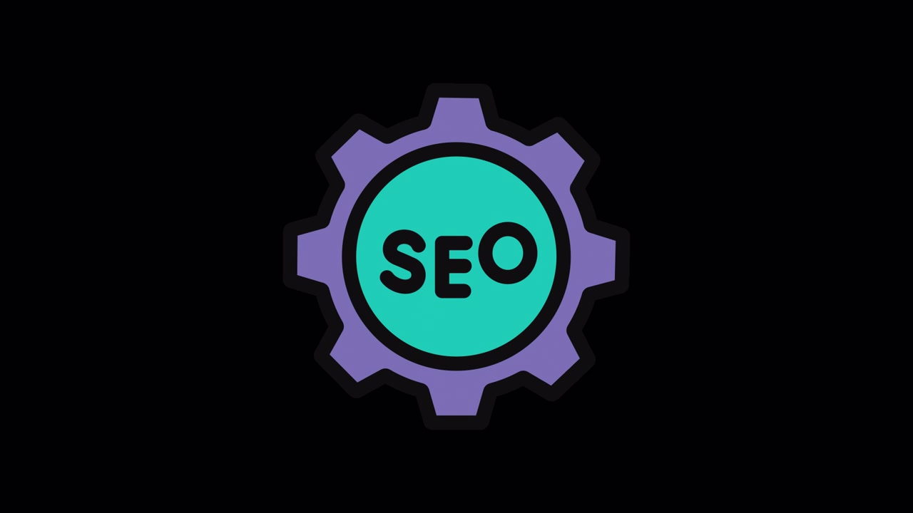 SEO Gear Icon for Search Engine Optimization on Black Background