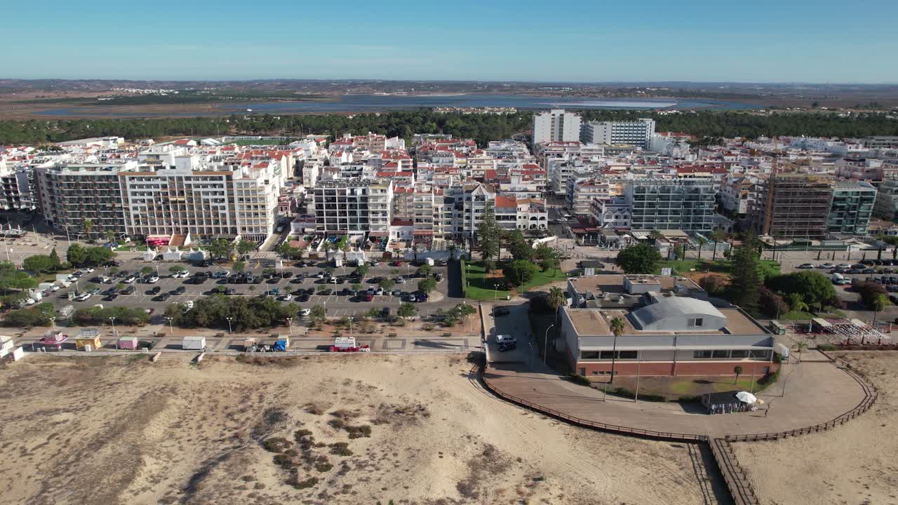 Panoramic View Of Praia de Monte Gordo Beach Near Monte Gordo Town In Eastern Algarve, Portugal