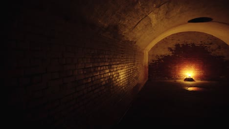 abandoned underground fort on tomogashima, red brick installation ruins
