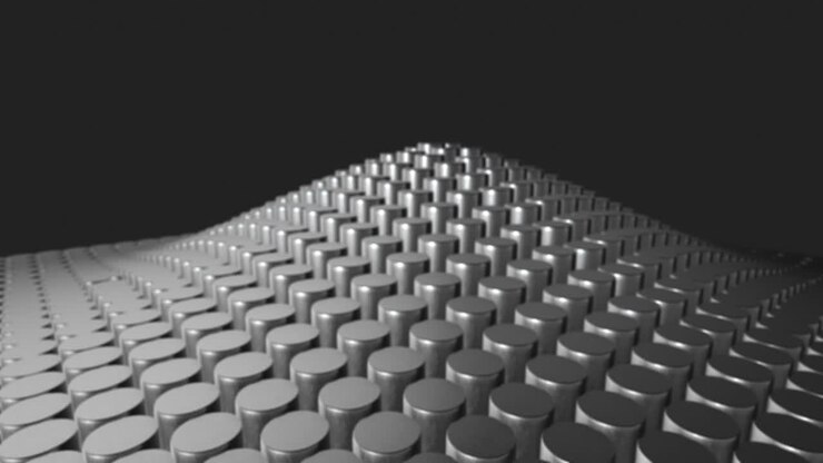 Motivo astratto di gradini metallici che si ripetono