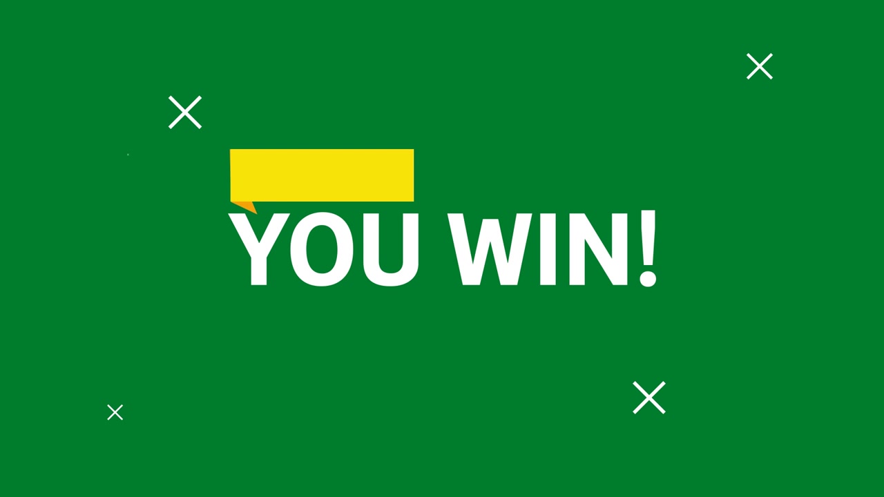 Animated You Win Text Graphic on Green Background