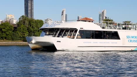 a boat cruising along the gold coast waters