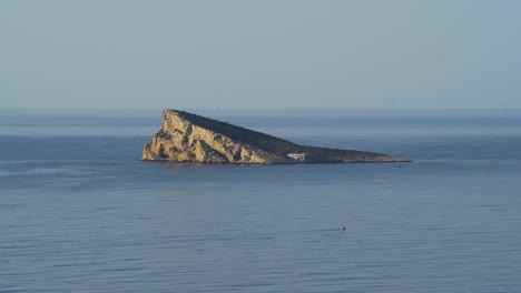 mediterranean deserted island off benidorm seen from above 4k