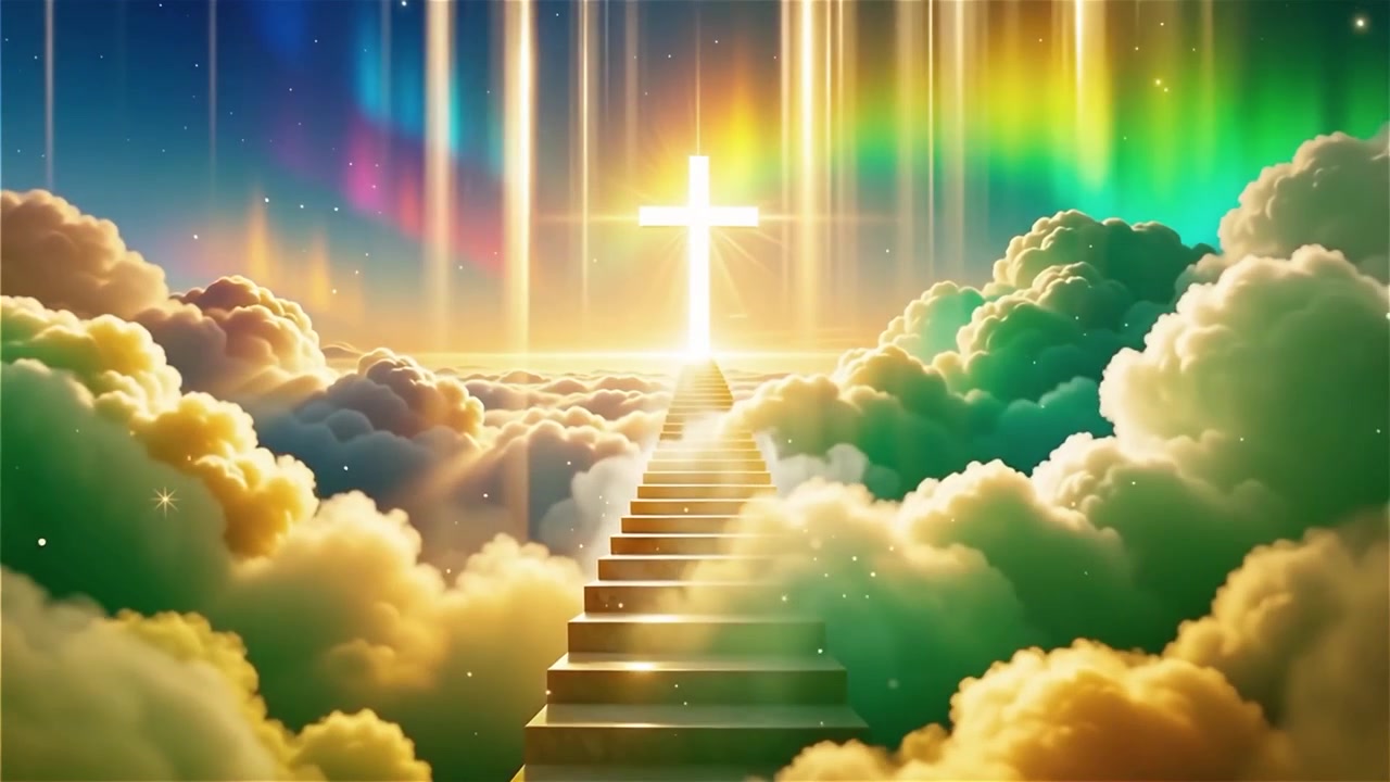 Christian Cross Heavenly Light Worship Background