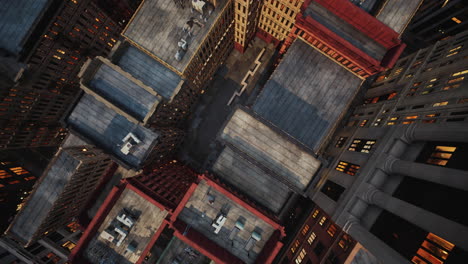 aerial view of midtown manhattan at sunset