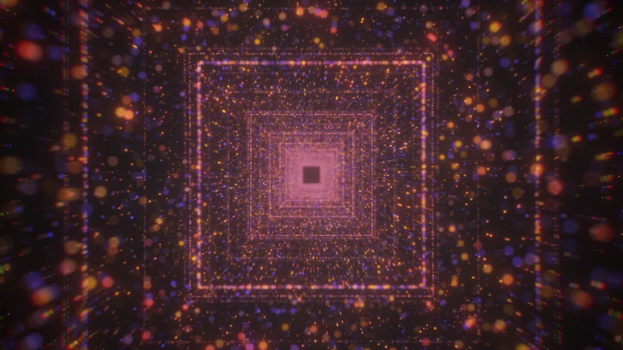 túnel brillante abstracto con partículas de colores