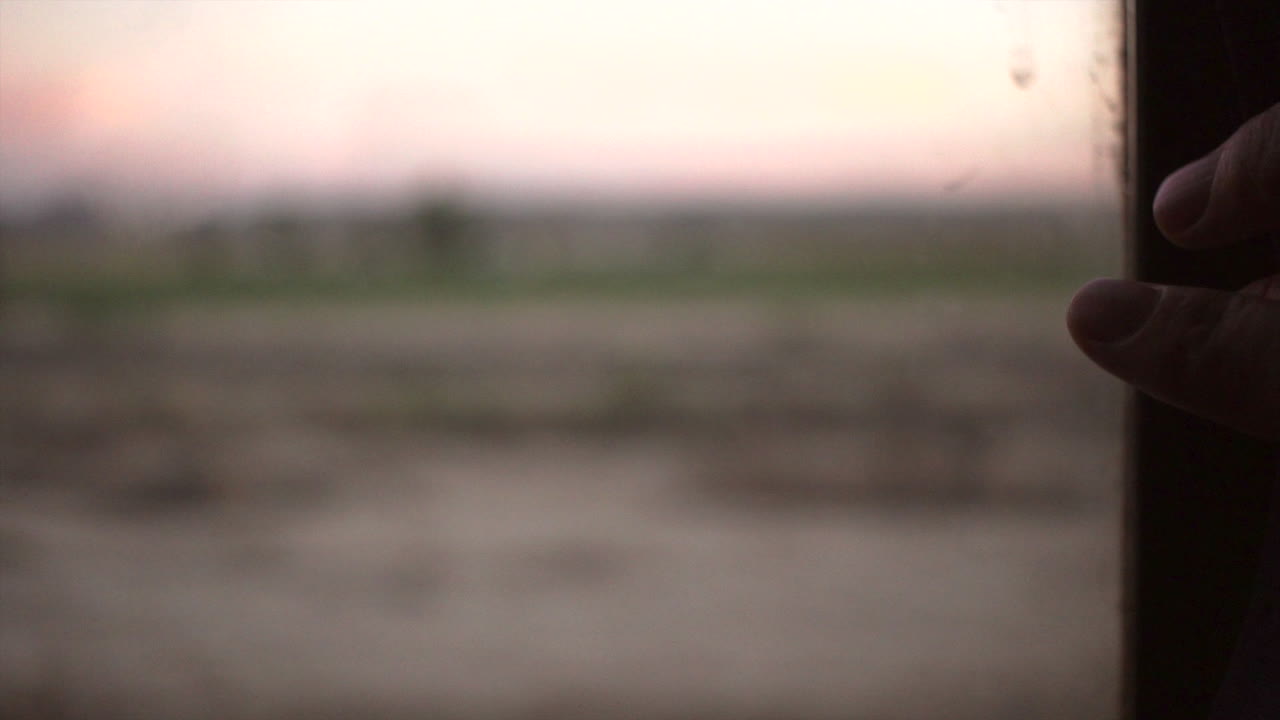 Sunset view through a window