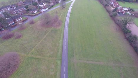 an overhead shot over a small english country village on a cold winter day-1