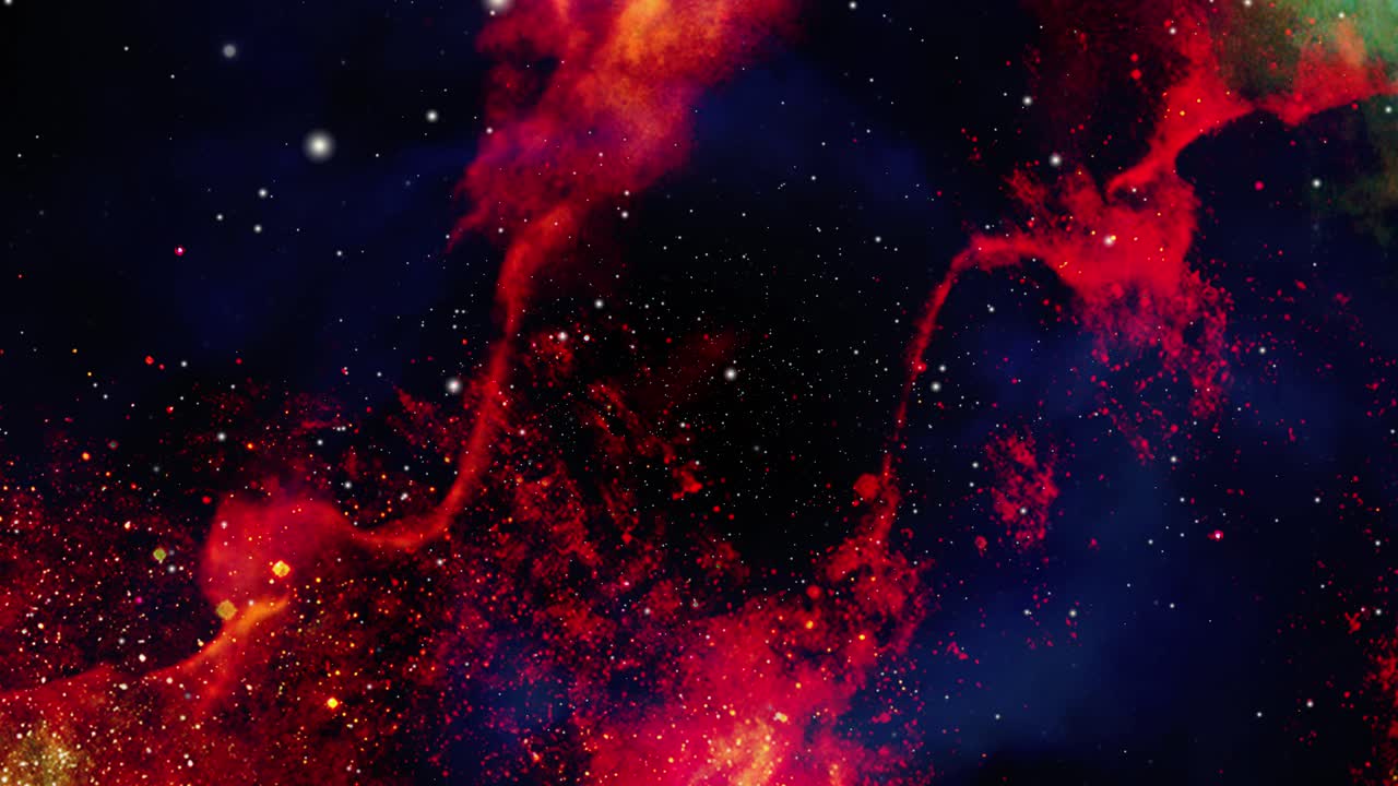 성운 구름이 움직이고 우주를 표류합니다.