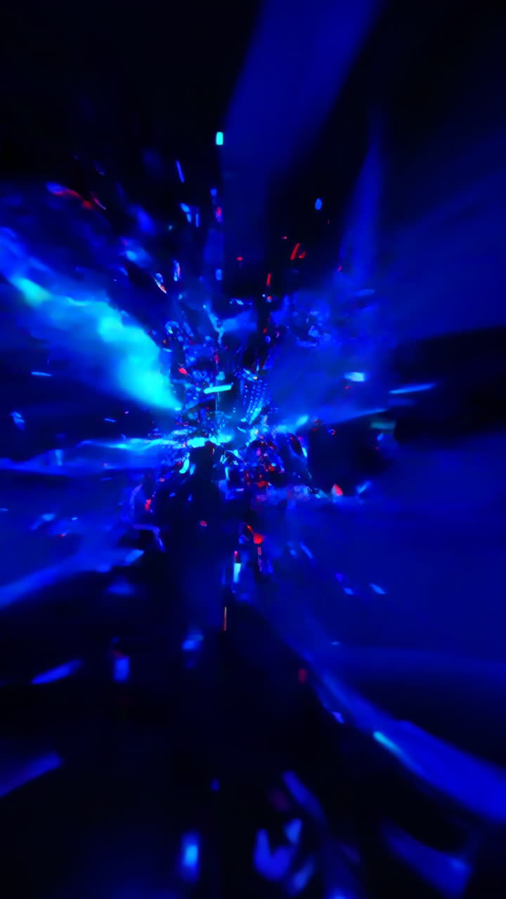 Abstract Blue and Red Light Explosion on Black