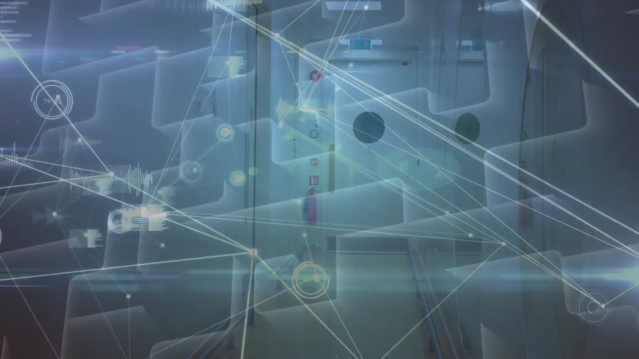 미로를 가로지르는 연결 네트워크의 애니메이션